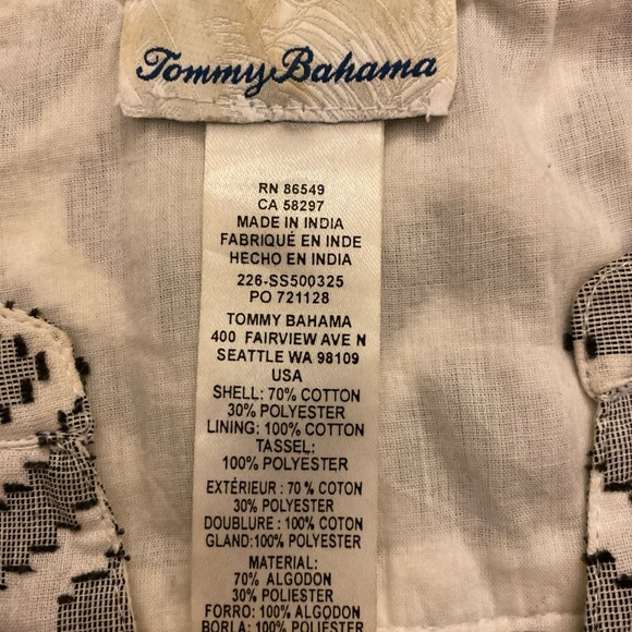 Tommy Bahama Creamy White & Black Print Dress w/Tassels Fully Lined - Picture 4 of 7